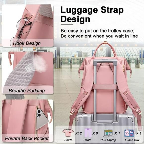 Laptop Backpack with Lunch Compartment Travel Work College Backpack Women - Picture 5 of 7